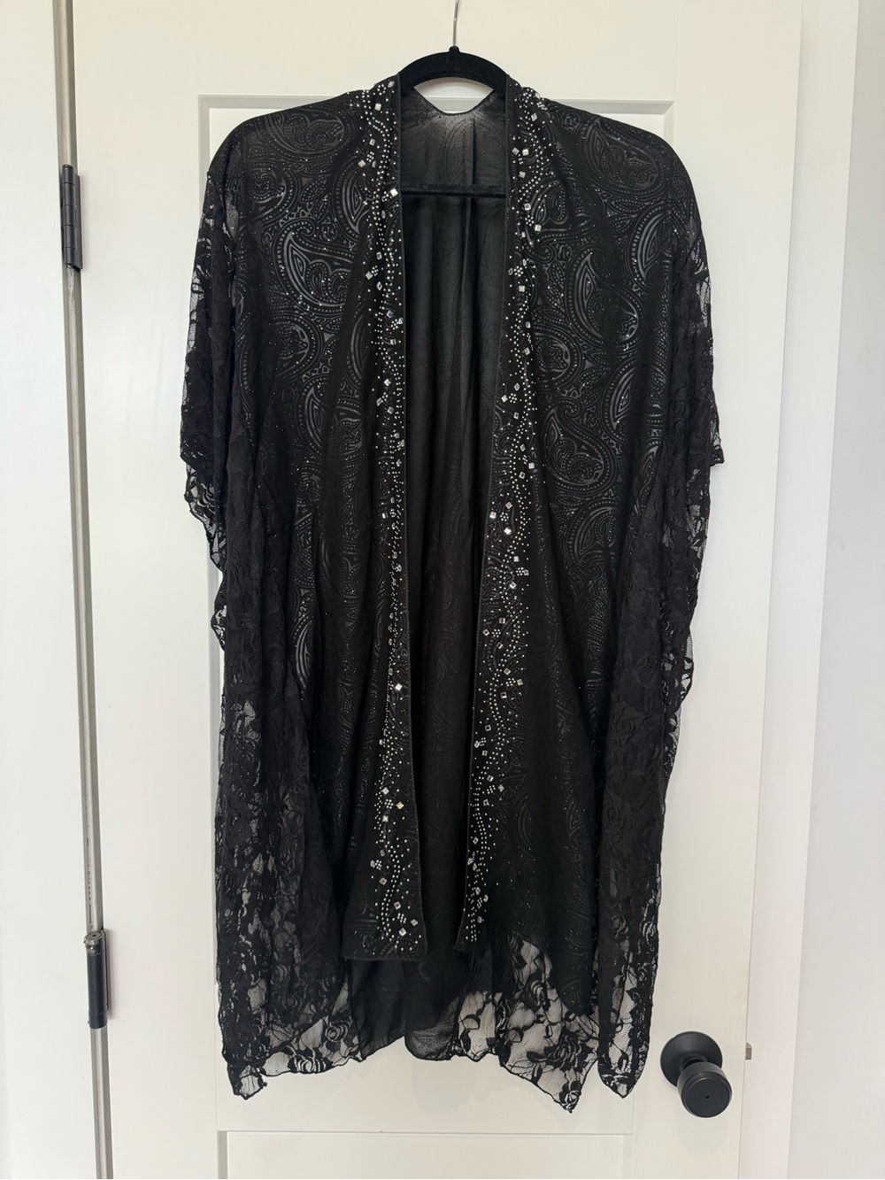 Black Sheer and Lace Kimono Sparkle wrap
